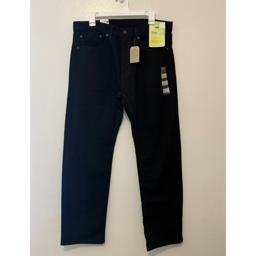 Levis 506 Comfort Straight Mens Jeans 34x30 Black Flex Stretch